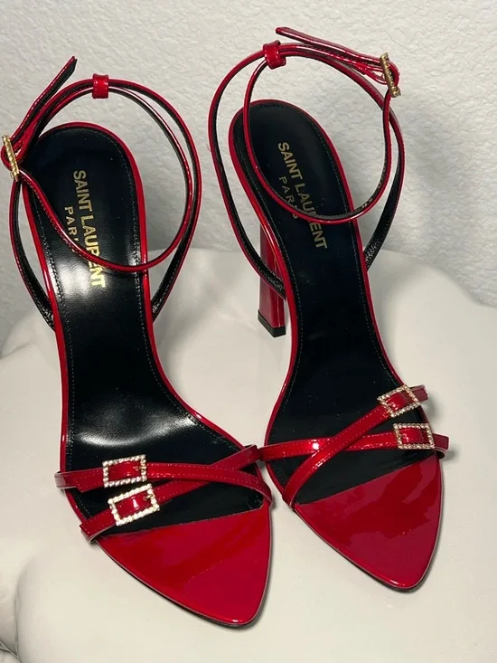 Saint Laurent 110mm Nuit sandals in Tibet Ted - Picture 3 of 17